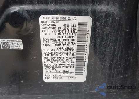 2019 Nissan Rogue Sv из США, поврежденный, VIN JN8AT2MV3KW380842